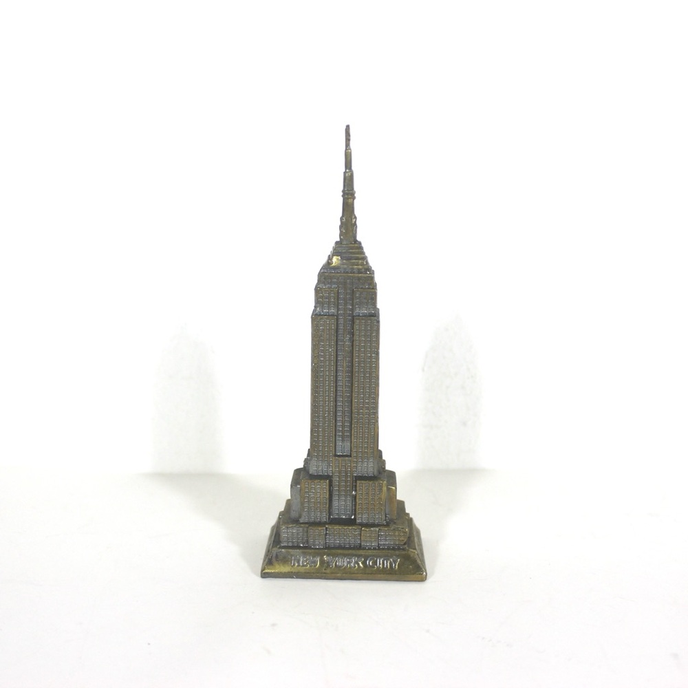 Vintage Empire State Building, Small Gold Silver Metal Souvenir of New York City